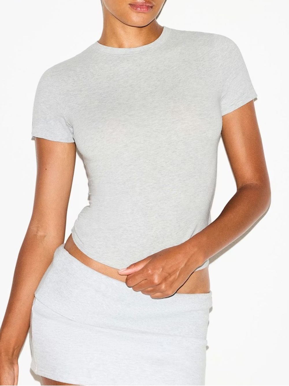 Skims cotton jersey t shirt. Light grey. Size small.